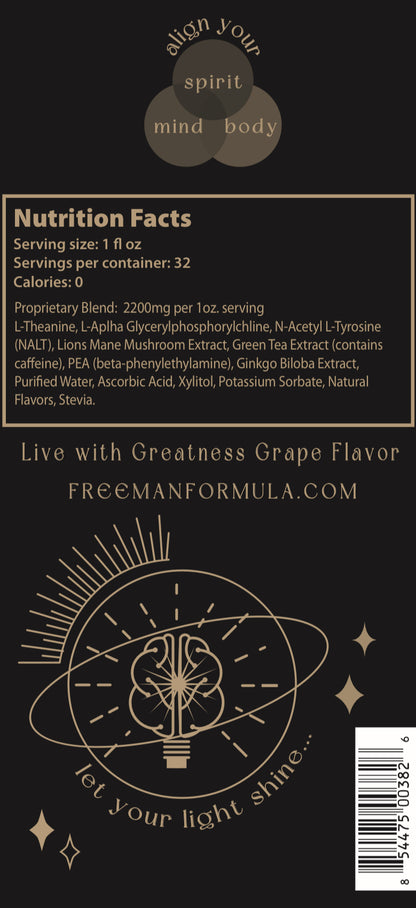 Daily brain support supplement with L-Theanine, Lion’s Mane, and Alpha GPC for spiritual alignment and energy