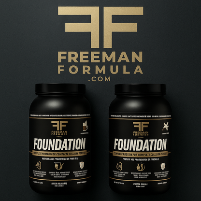 Freeman Formula FOUNDATION Complete Protein supplement designed to support cellular renewal, muscle recovery, and overall body health with a full amino acid profile.